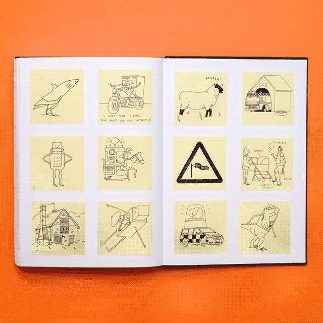 Every page from my fifth sketchbook full of illustrated post-it notes