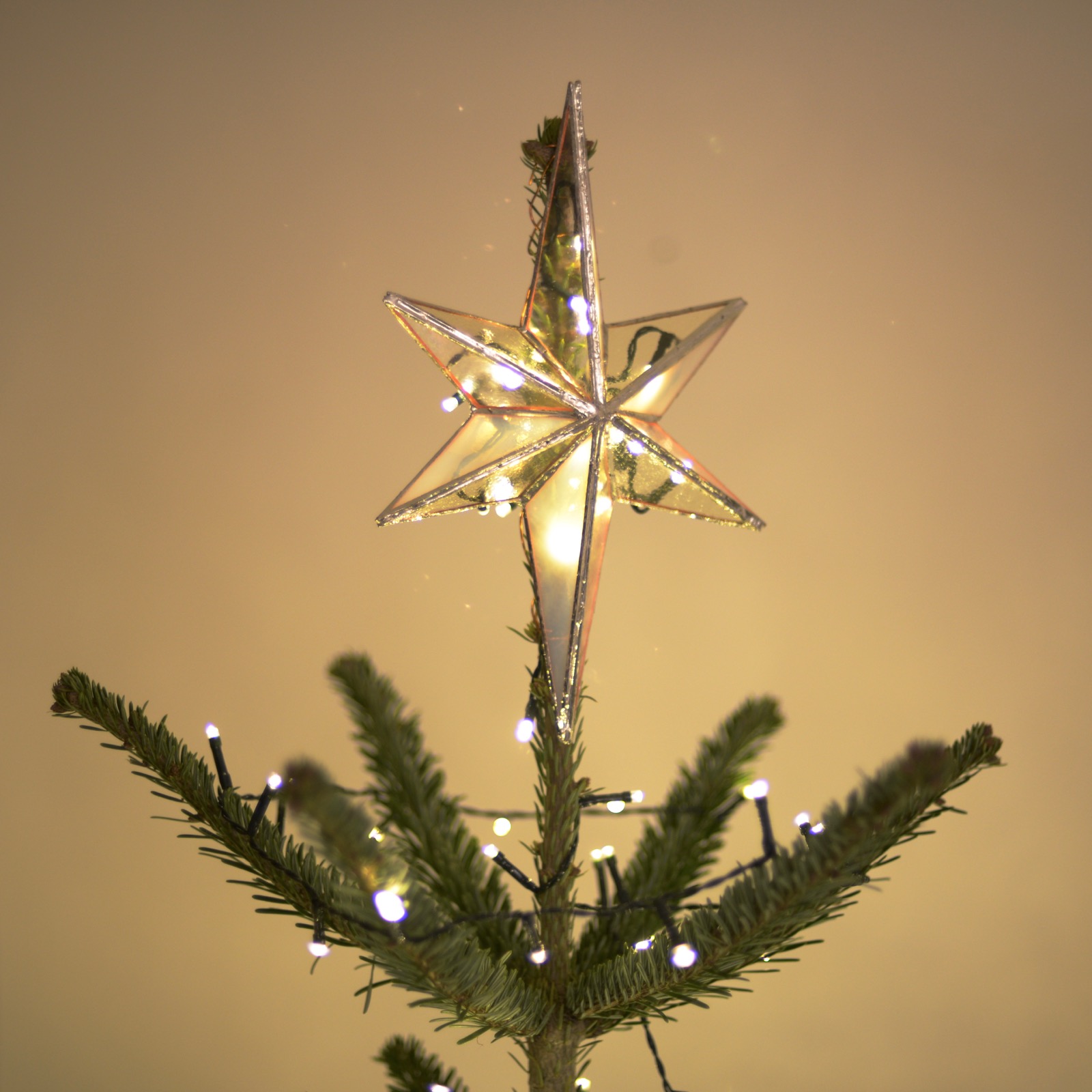 Stained-glass star Christmas tree topper