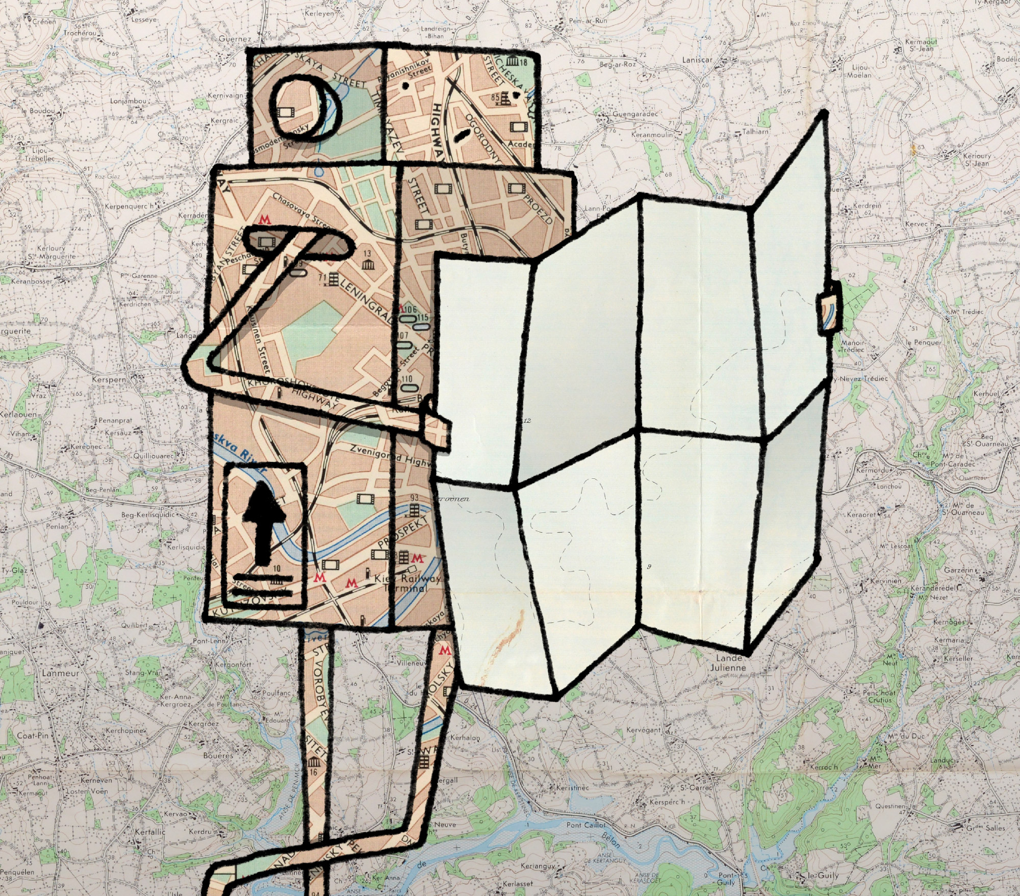 An illustration of a lost robot attempting to look at a paper map